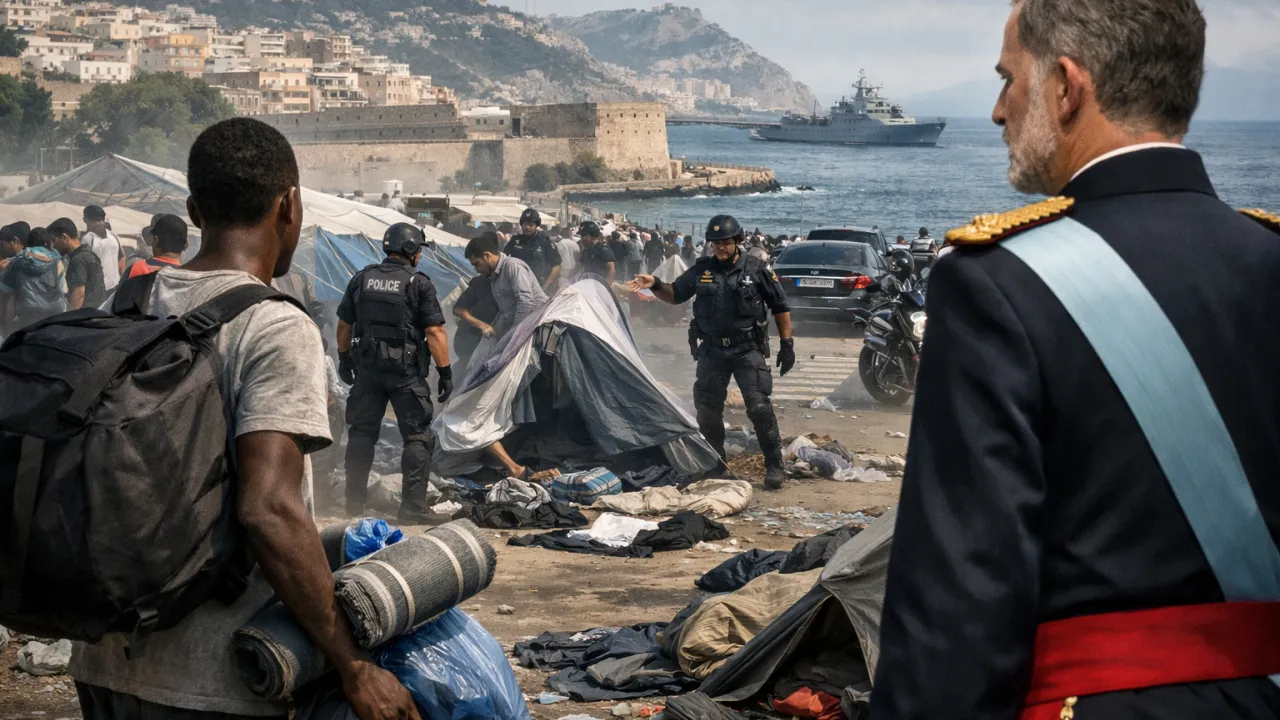 Leeres Lager in Ceuta vor königlichem Besuch