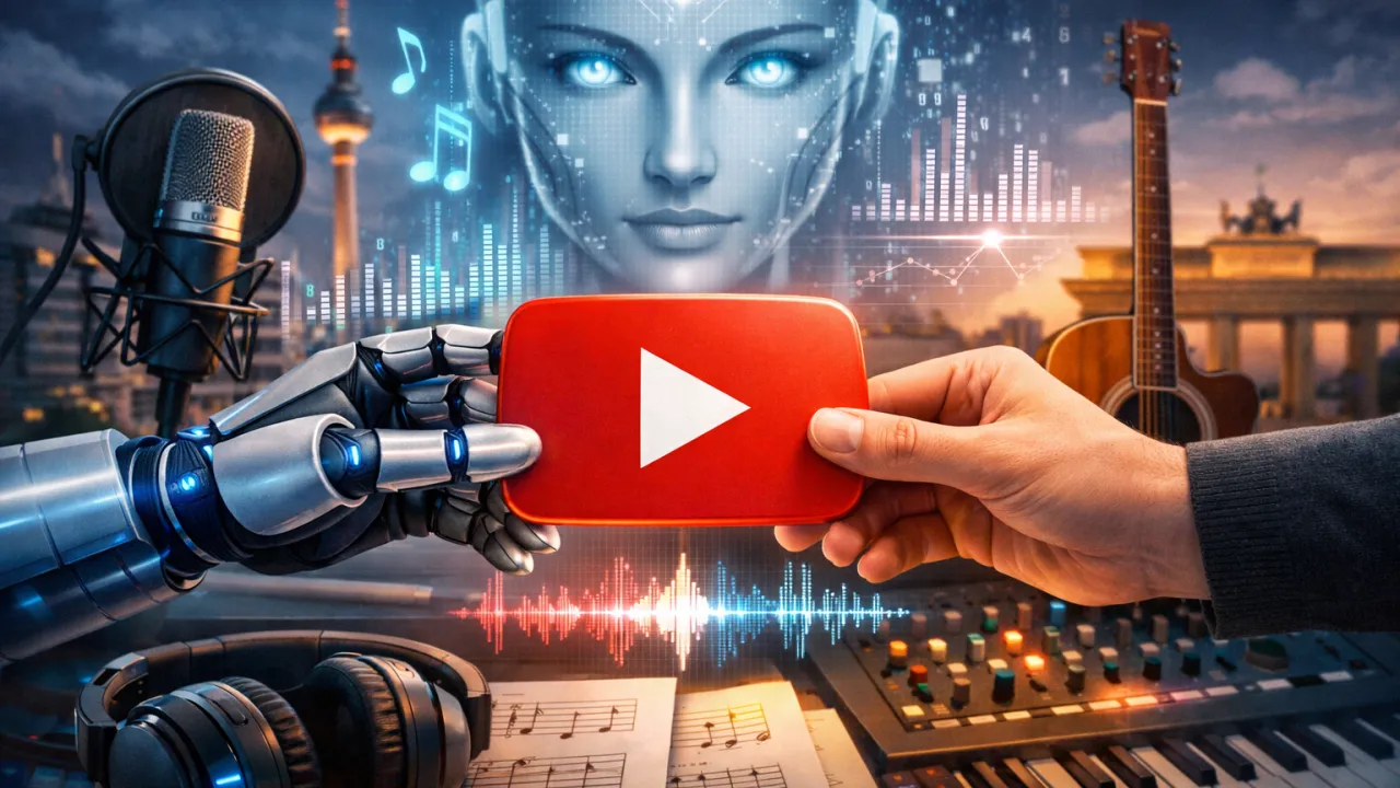 Symbol für KI-Musik auf YouTube mit Hinweis zur Kennzeichnung